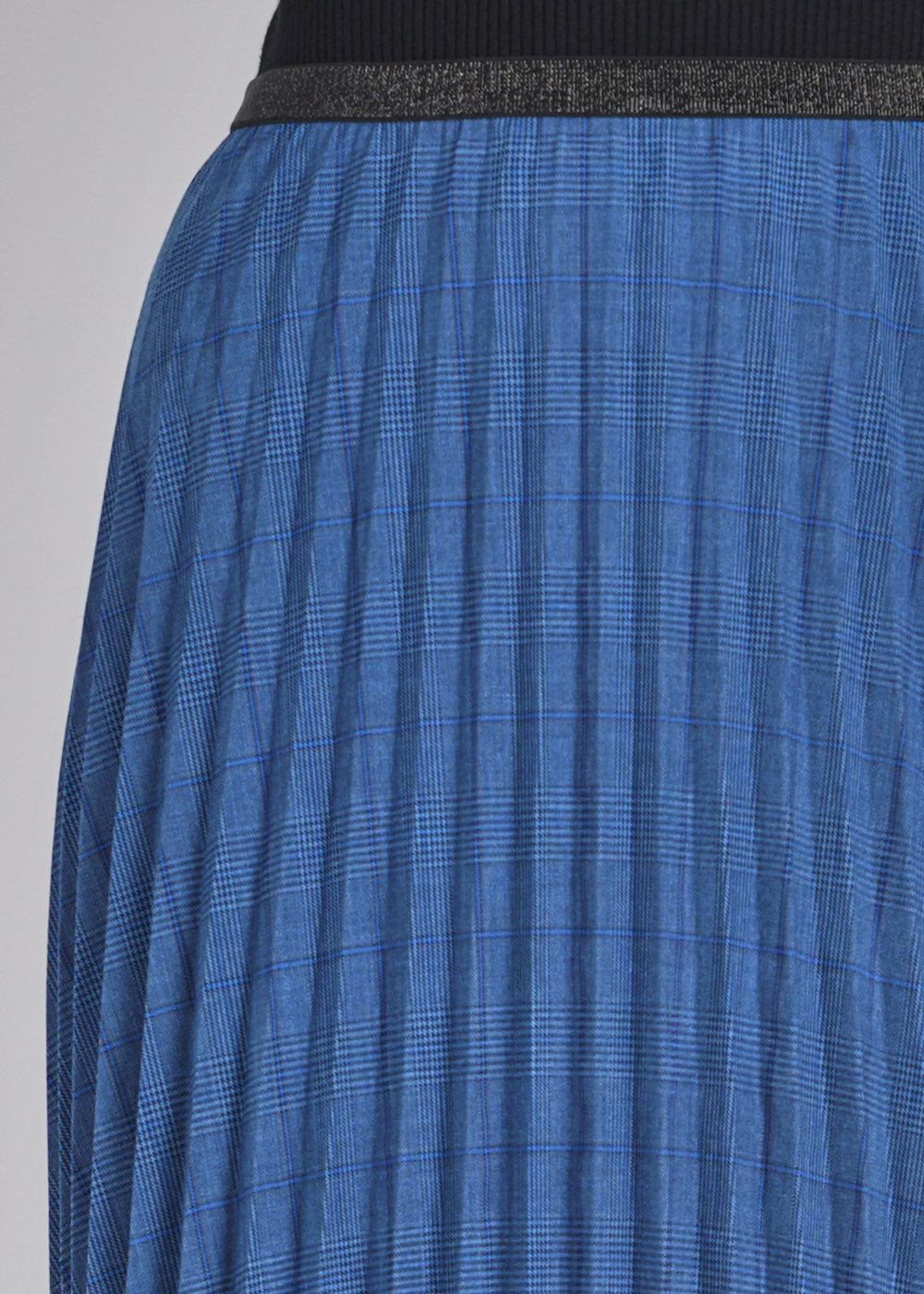 Royal Blue Plaid Pleated Midi Skirt