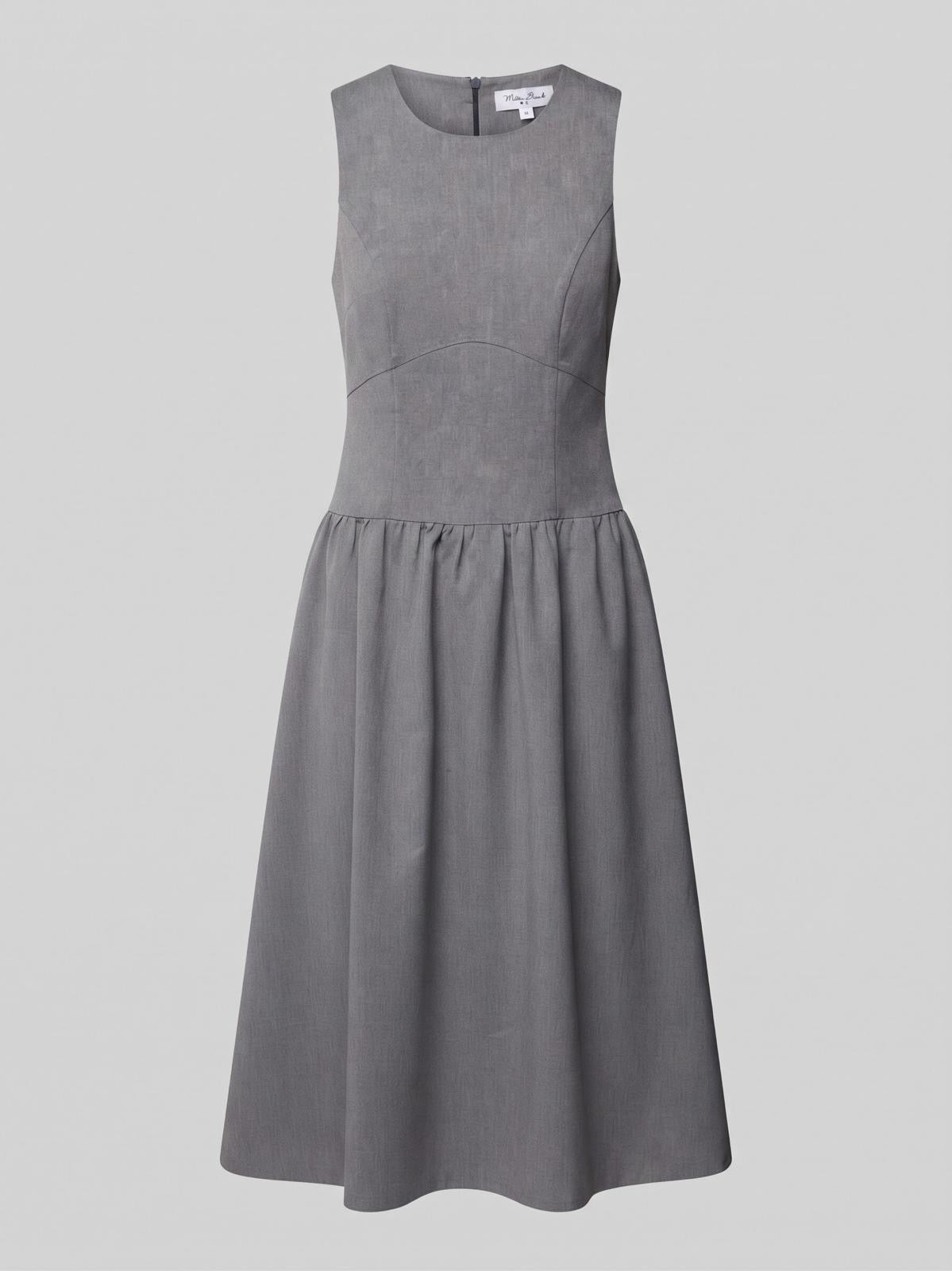 Miss Finch NYC Sleeveless Drop-Waist Jumper Dress with Back Tie in Heather Grey