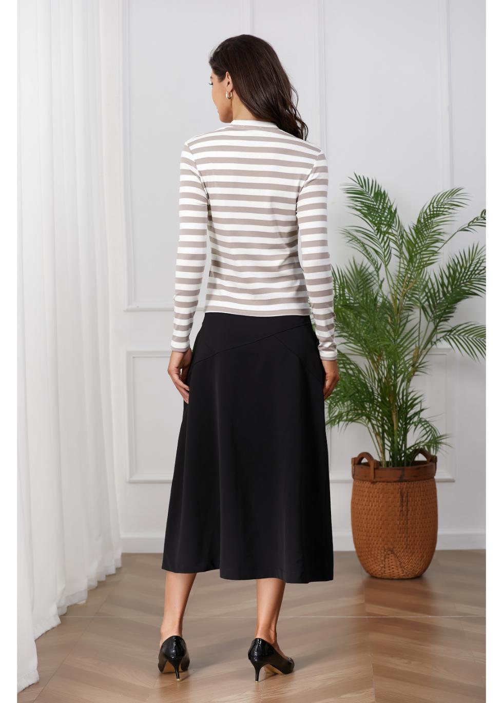 Khaki and White Striped Shirt - MissFinchNYC