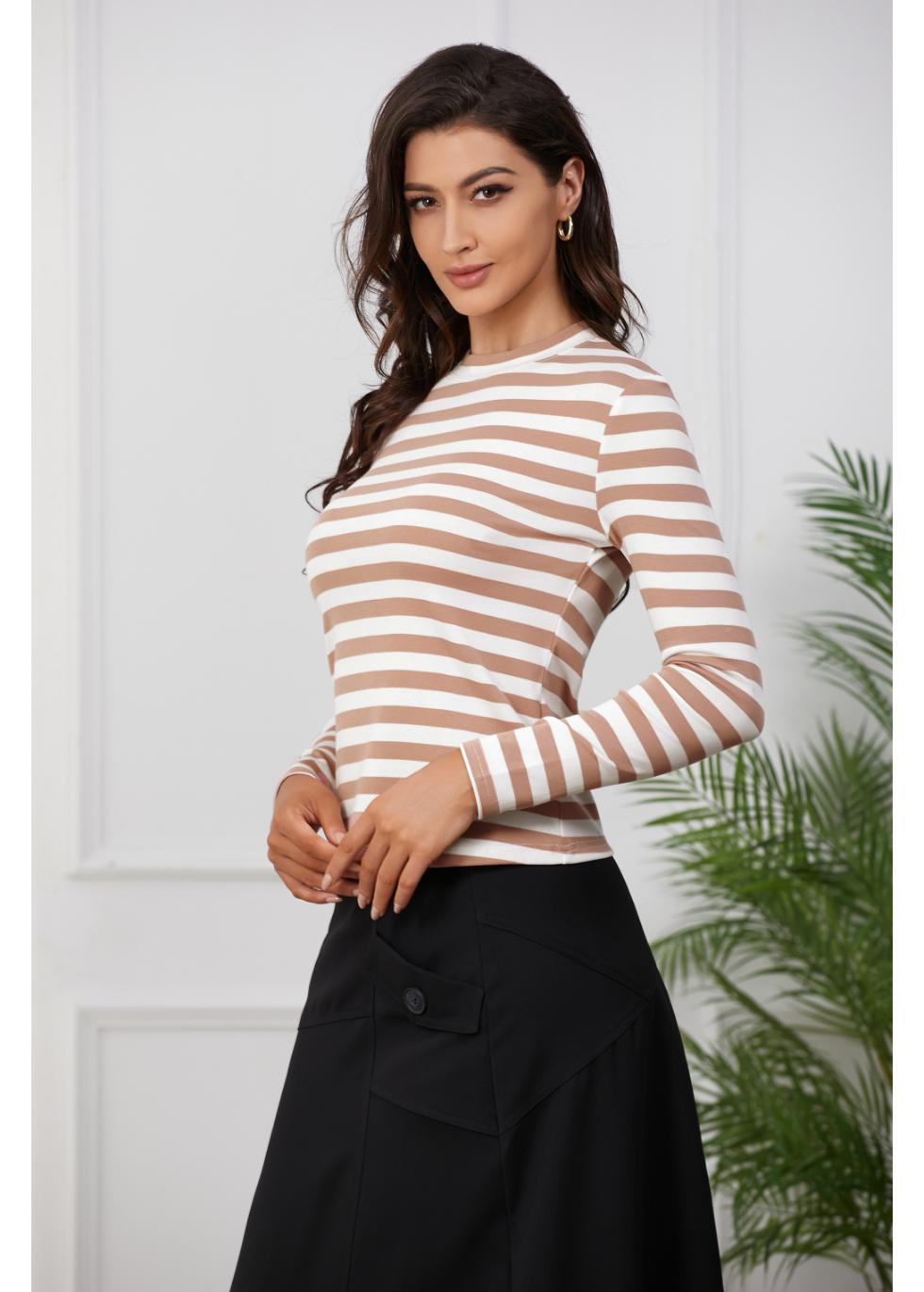 Mauve and White Striped Shirt - MissFinchNYC