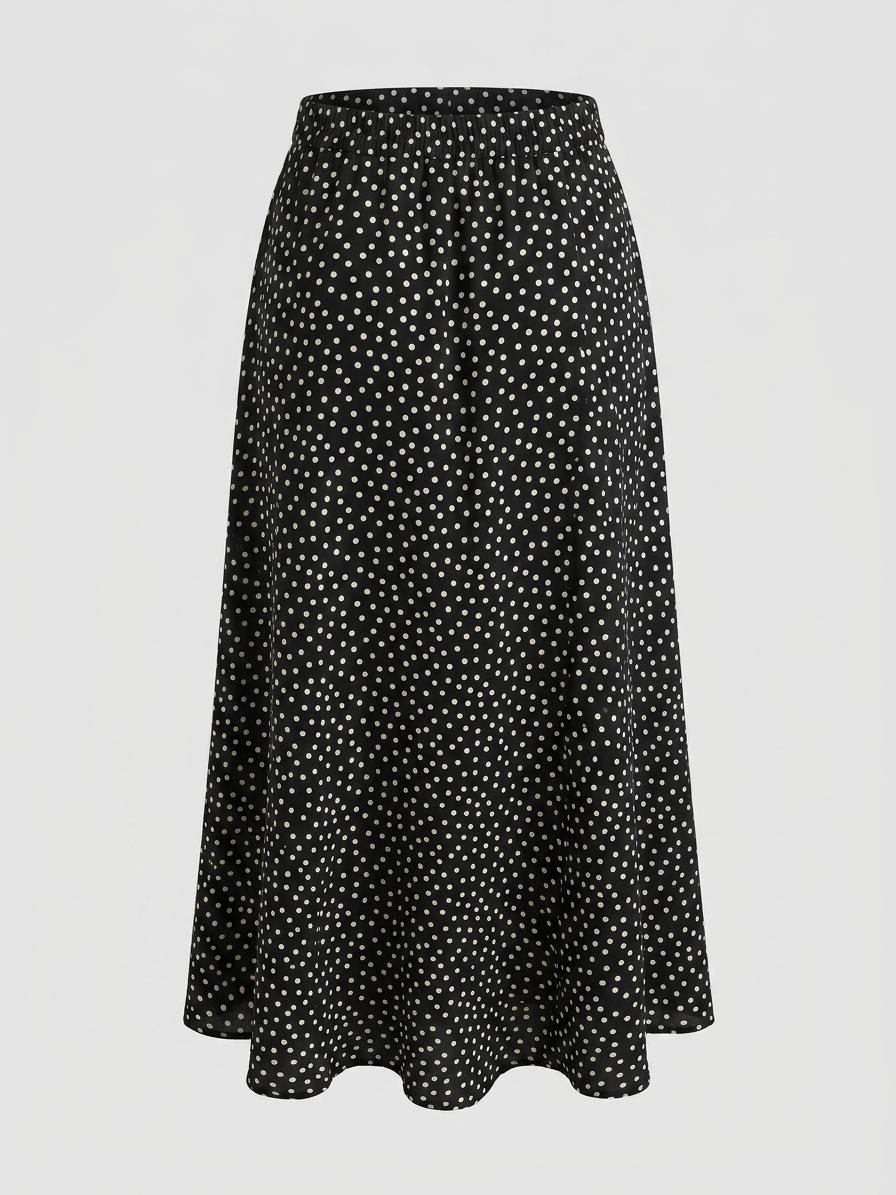 Brown Polka Dot Satin Viscose 2-Piece Set | Made in Italy