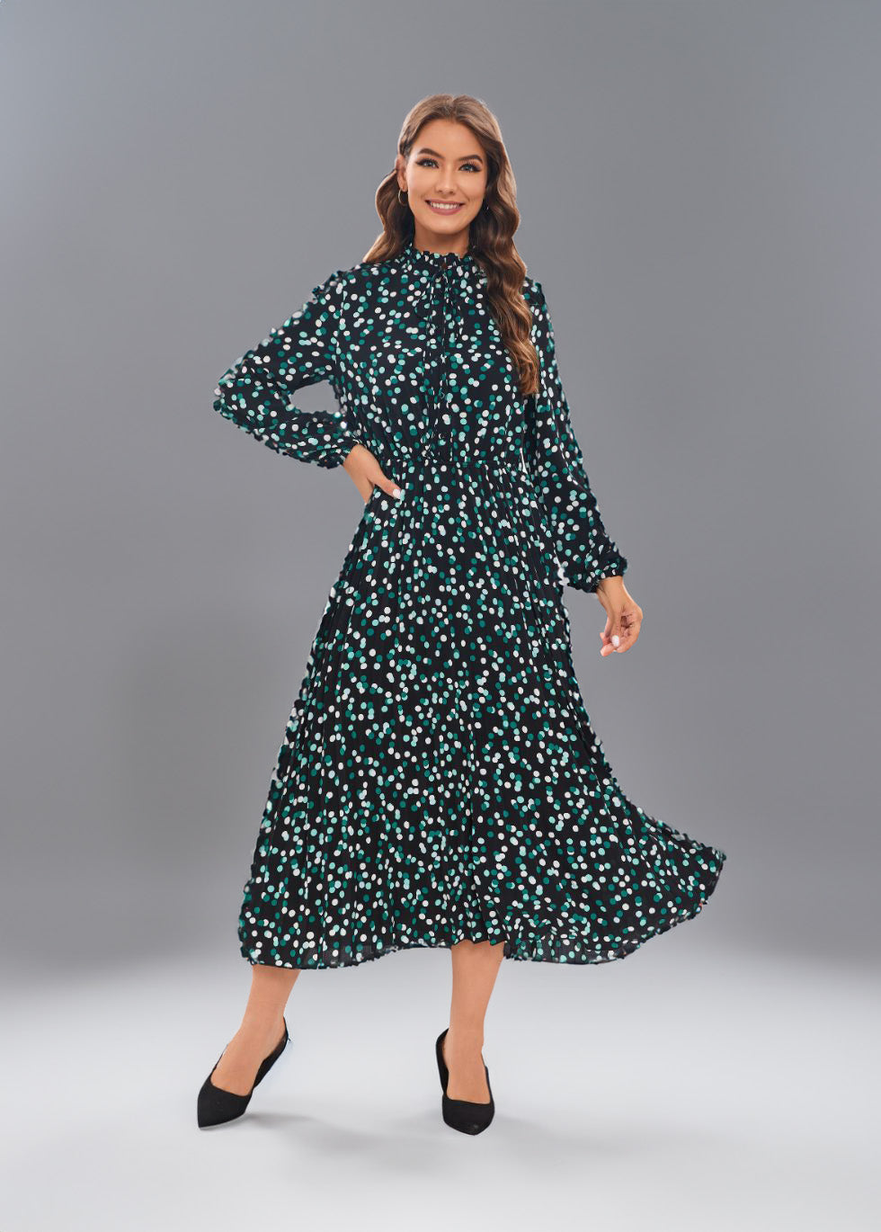 Blue Pop Midi Dress - MissFinchNYC