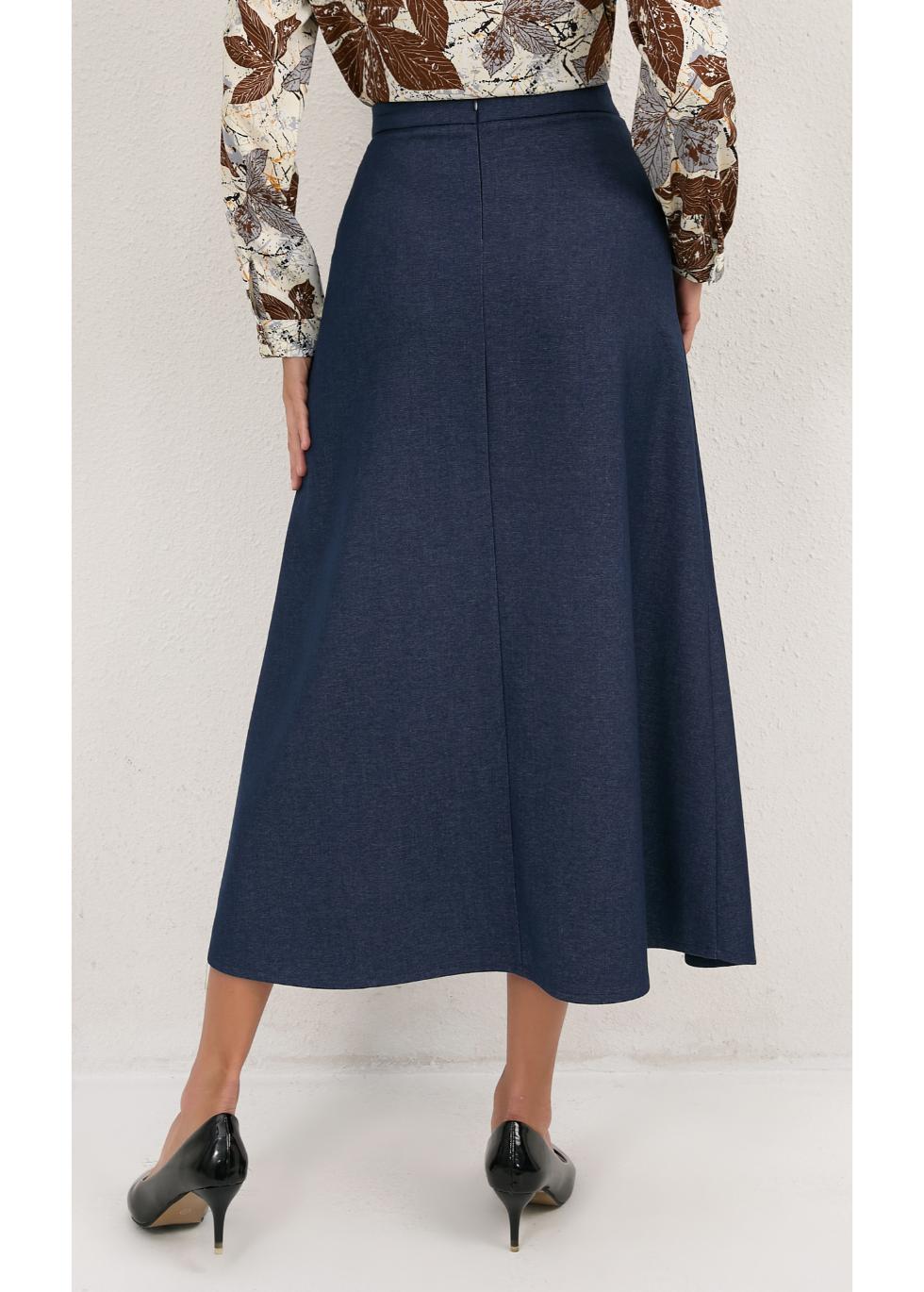 Harbor Blue Pocket Midi Skirt - MissFinchNYC