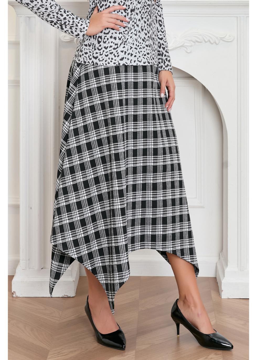 Plaid Charm Asymmetrical Skirt - MissFinchNYC