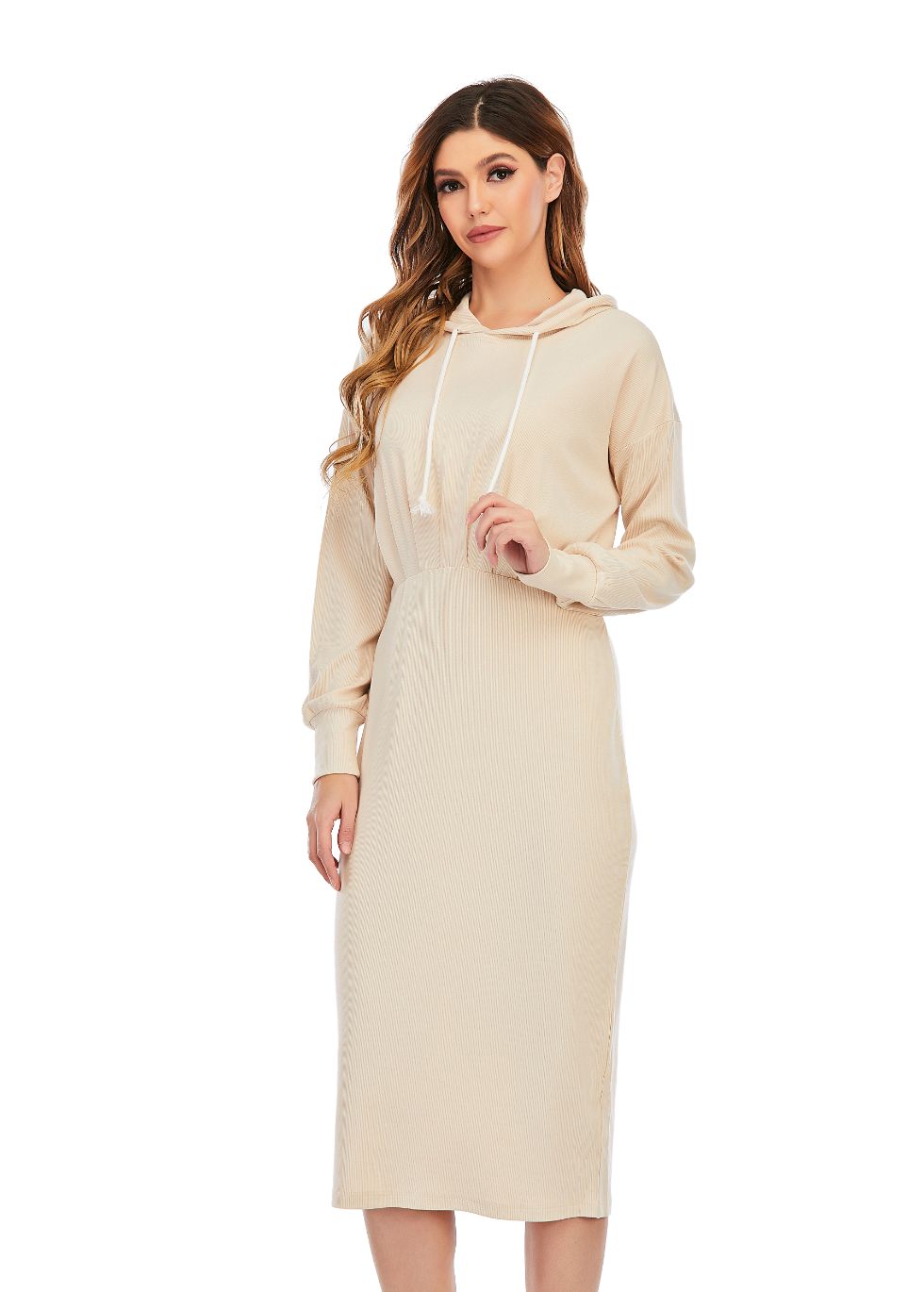 Ribbed Detailed Hoodie A-Line Dress - MissFinchNYC