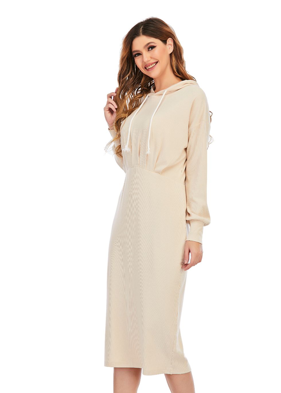 Ribbed Detailed Hoodie A-Line Dress - MissFinchNYC