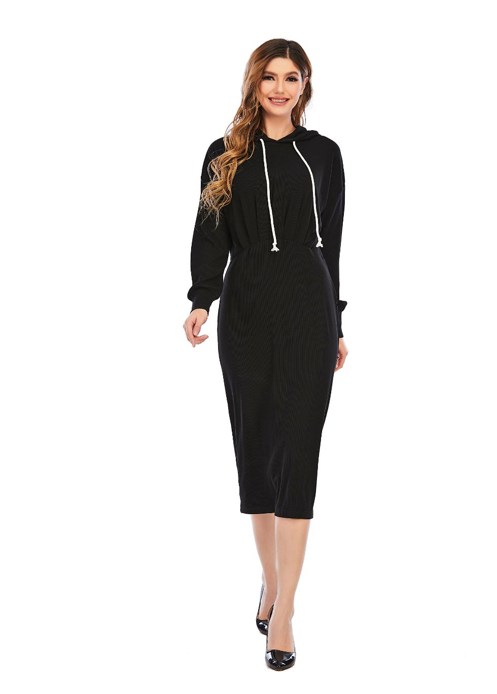 Ribbed Detailed Hoodie A-Line Dress - MissFinchNYC