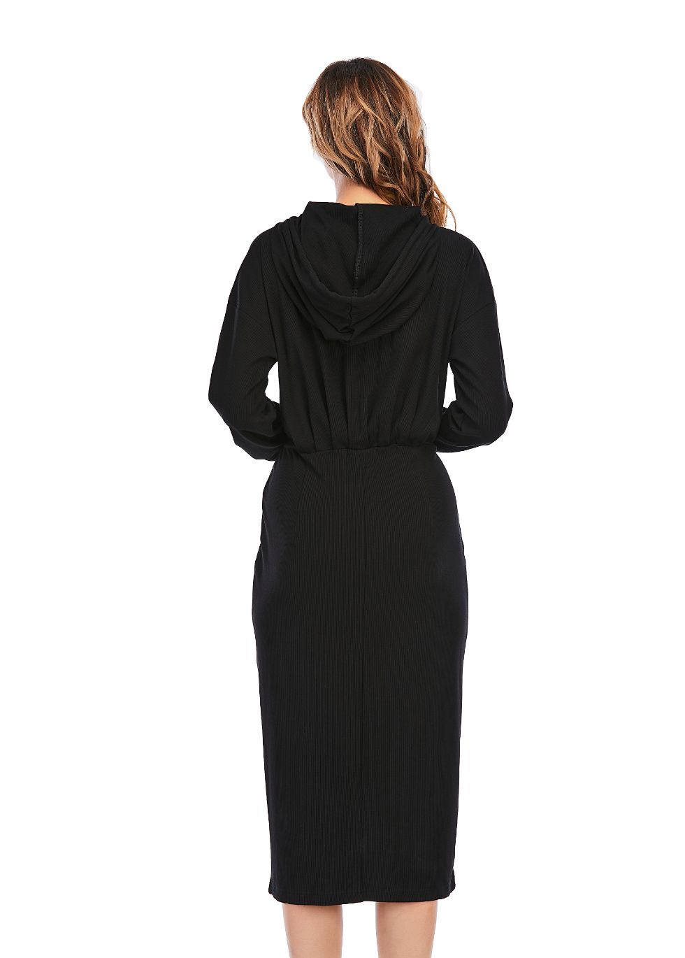 Ribbed Detailed Hoodie A-Line Dress - MissFinchNYC