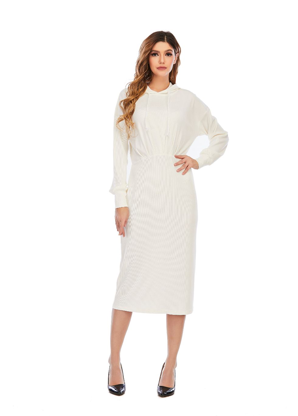 Ribbed Detailed Hoodie A-Line Dress - MissFinchNYC
