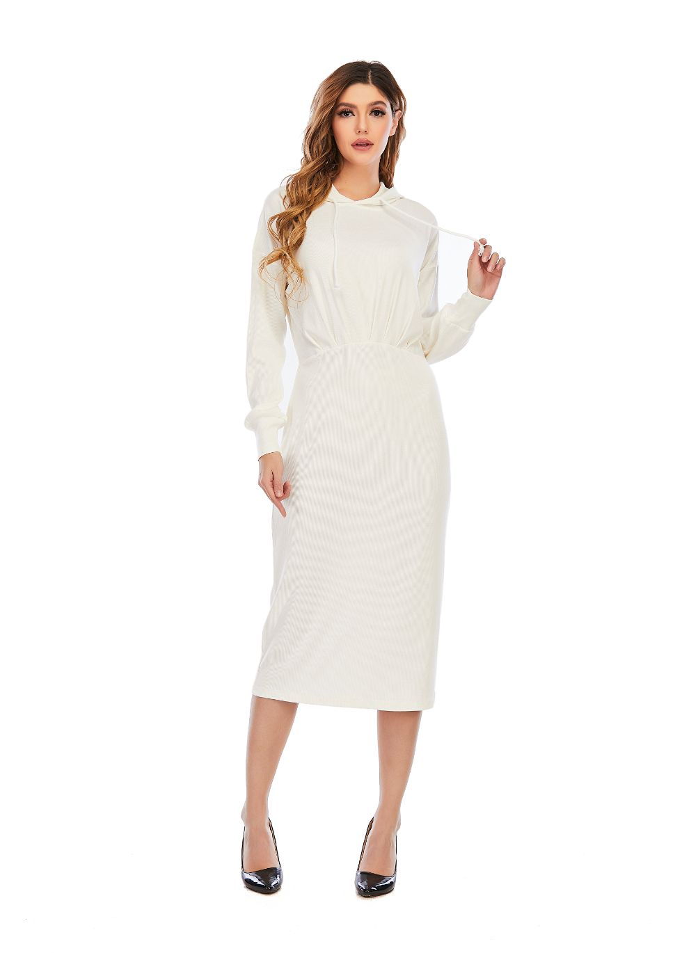 Ribbed Detailed Hoodie A-Line Dress - MissFinchNYC