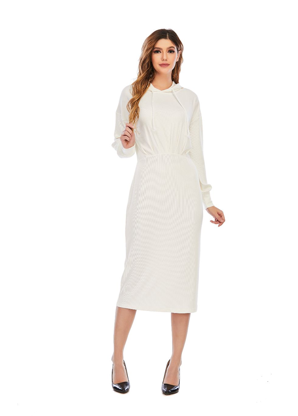 Ribbed Detailed Hoodie A-Line Dress - MissFinchNYC