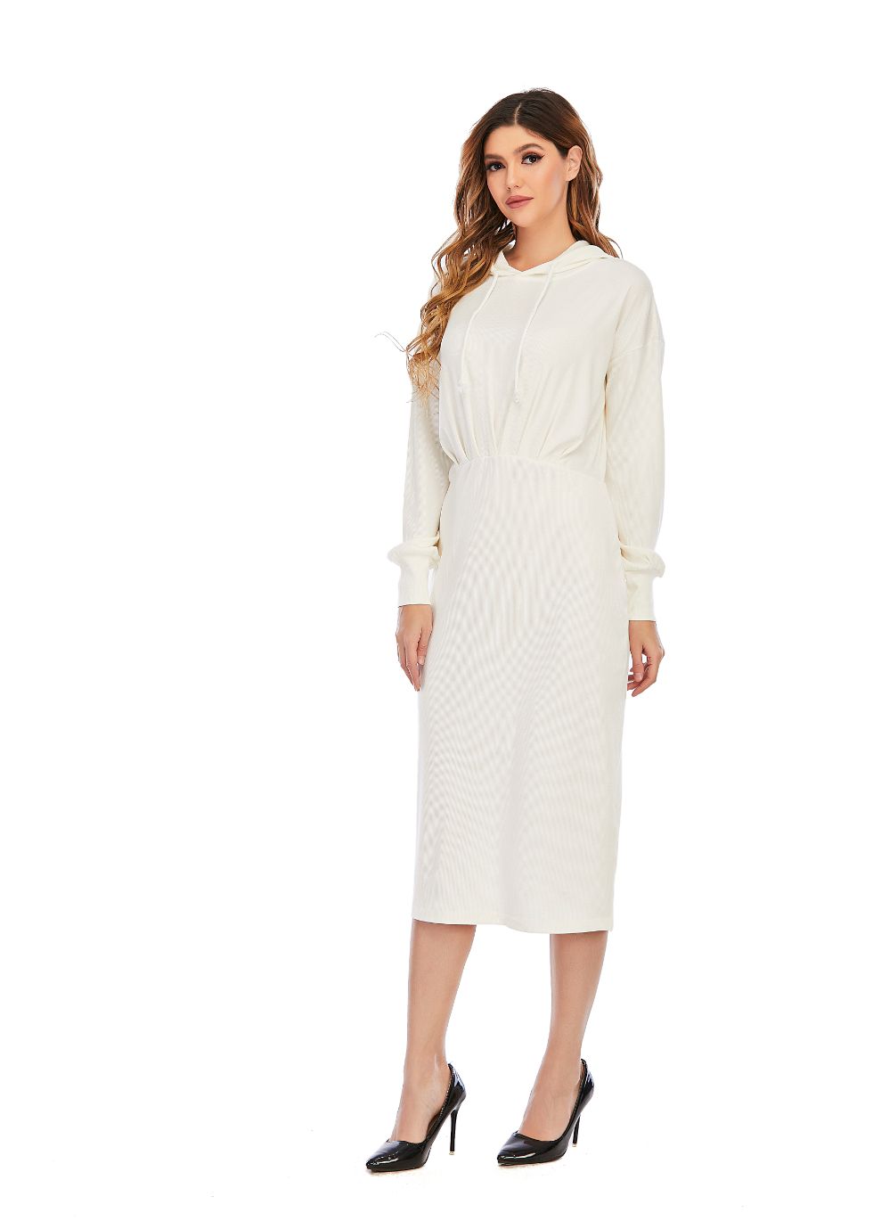 Ribbed Detailed Hoodie A-Line Dress - MissFinchNYC