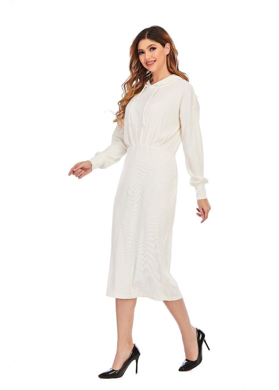 Ribbed Detailed Hoodie A-Line Dress - MissFinchNYC