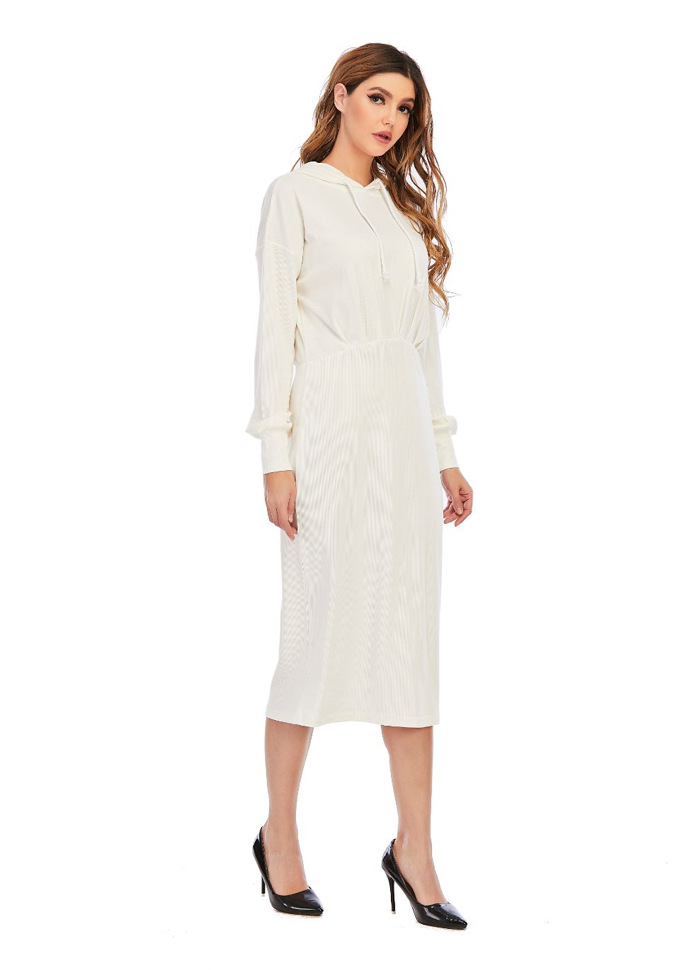 Ribbed Detailed Hoodie A-Line Dress - MissFinchNYC