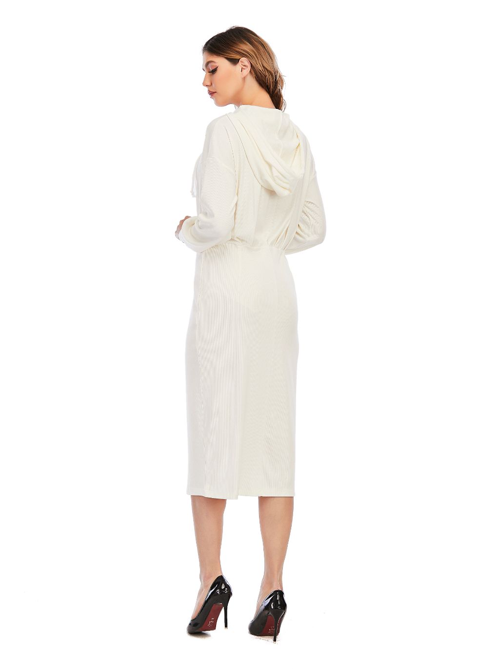 Ribbed Detailed Hoodie A-Line Dress - MissFinchNYC