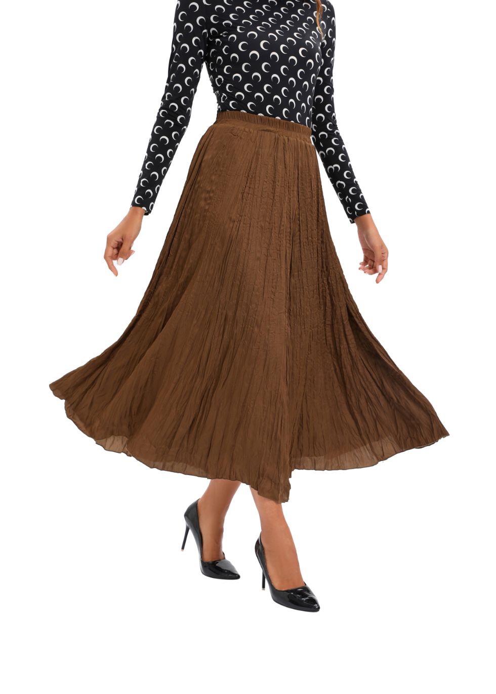 Midi Length Wrinkle pleated Skirt - MissFinchNYC