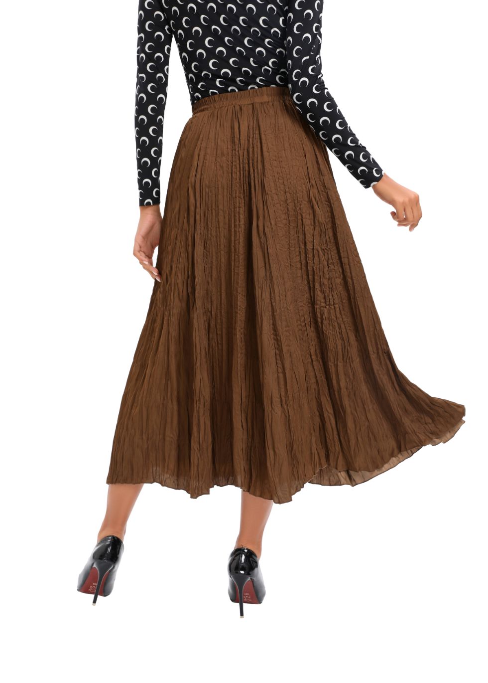 Midi Length Wrinkle pleated Skirt - MissFinchNYC