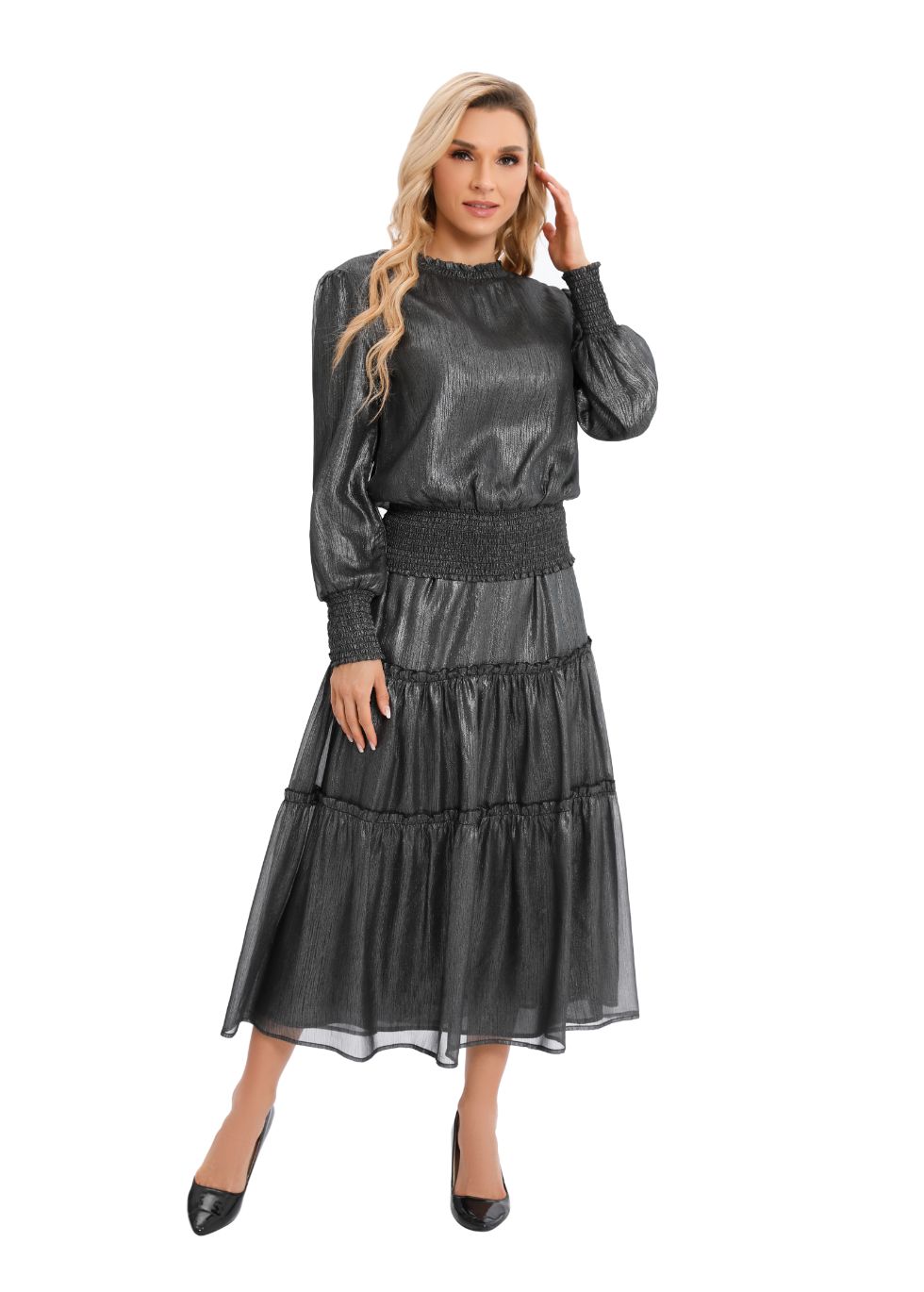 Shimmering Long Sleeve Two-Piece Set - MissFinchNYC