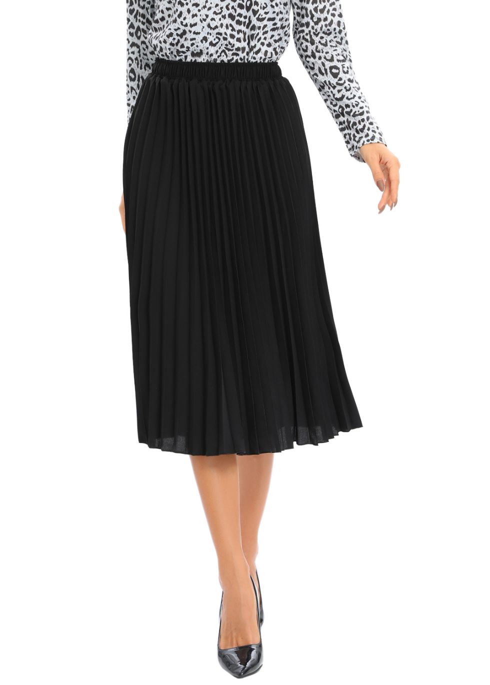 Noir Midi Pleated Skirt - MissFinchNYC