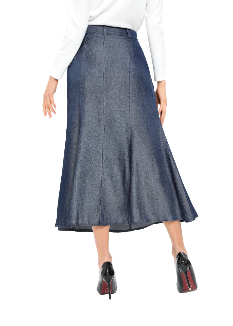 Denim Look Midi Skirt - MissFinchNYC