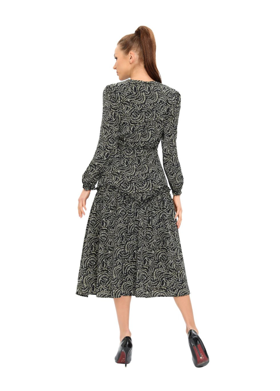 Delicate Ruffles Long Sleeve Midi Dress - MissFinchNYC