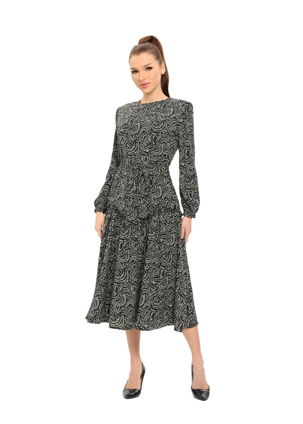Delicate Ruffles Long Sleeve Midi Dress - MissFinchNYC