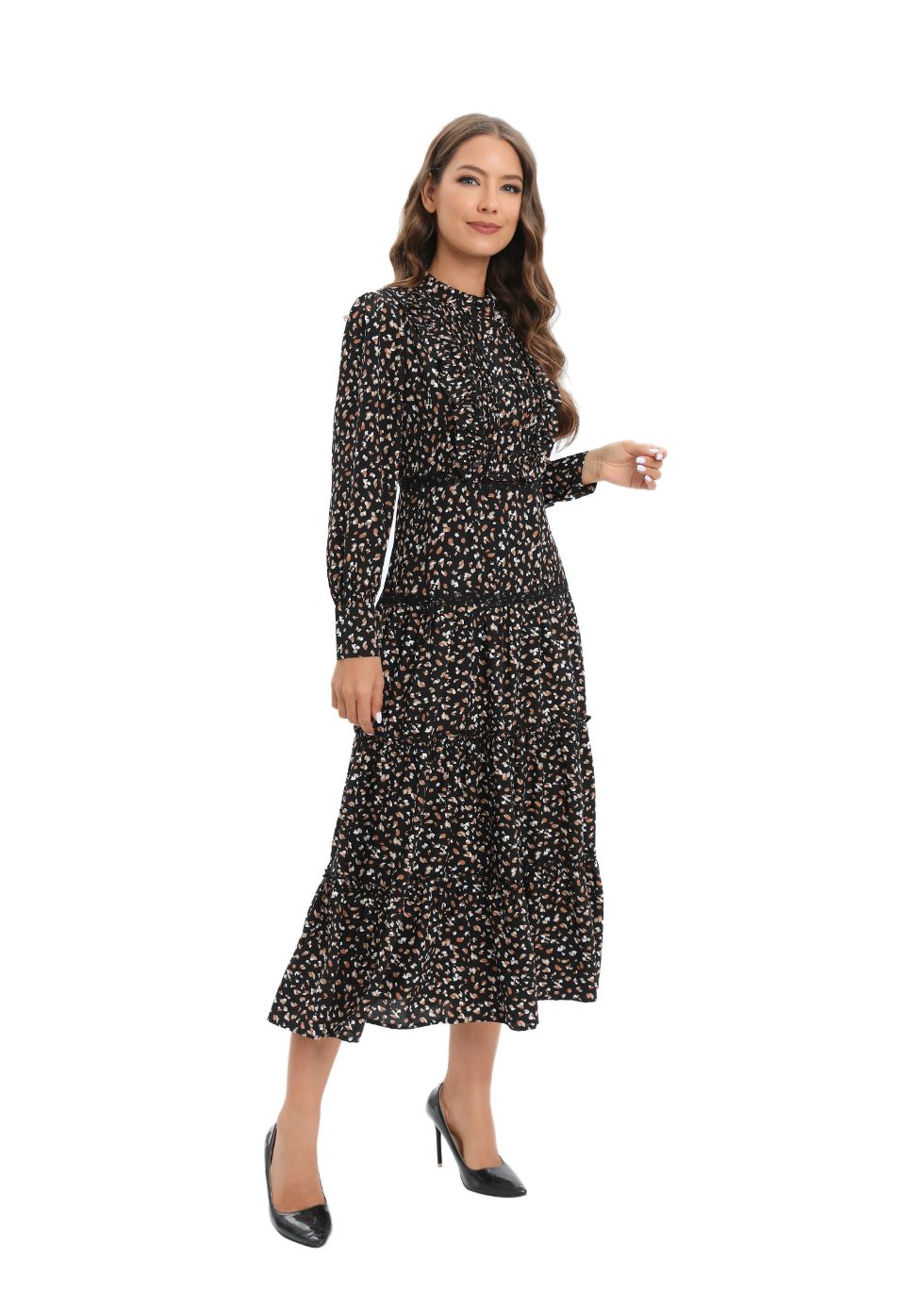 Pleated Elegance Midi Dress - MissFinchNYC