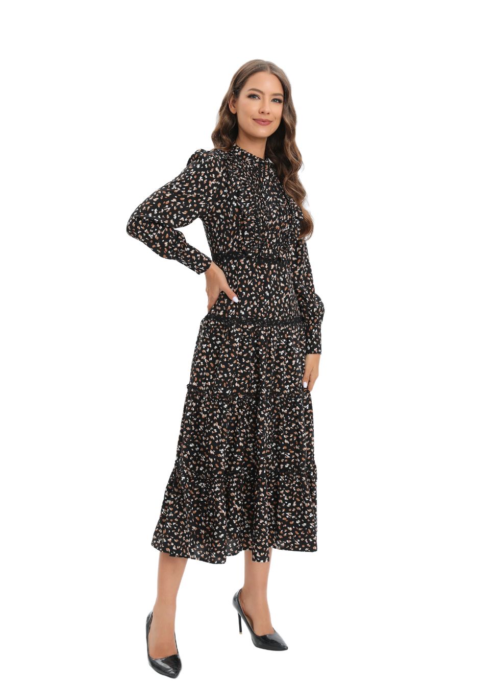 Pleated Elegance Midi Dress - MissFinchNYC