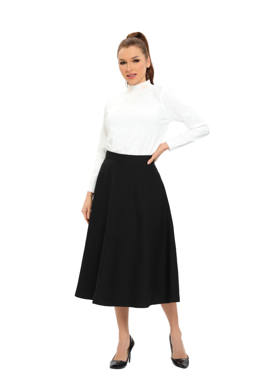 Classic Black A-Line 31 Inch Skirt - MissFinchNYC