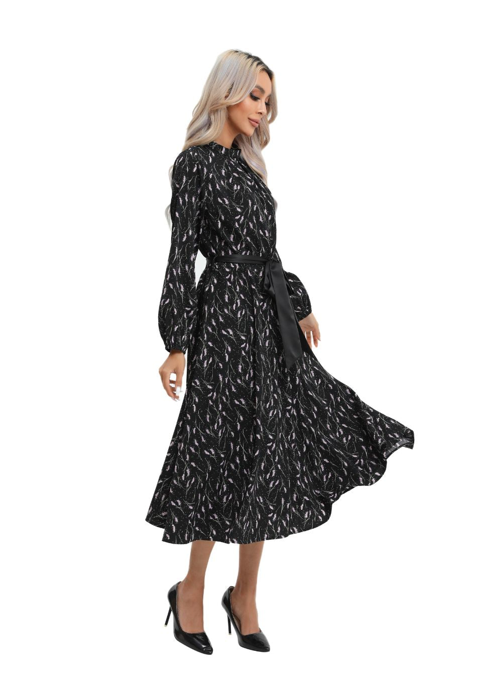 Contemporary Line Print Midi Dress - MissFinchNYC