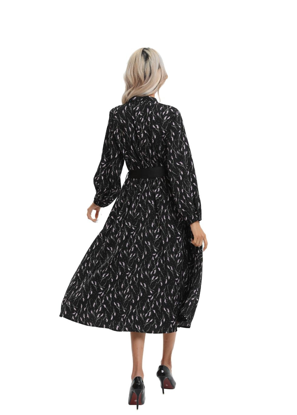 Contemporary Line Print Midi Dress - MissFinchNYC
