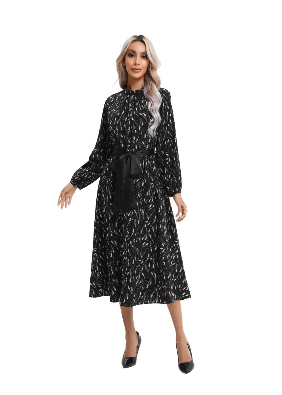 Contemporary Line Print Midi Dress - MissFinchNYC