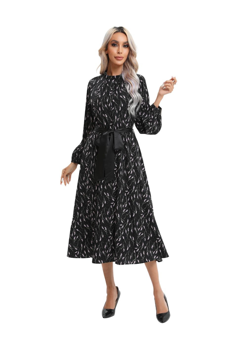 Contemporary Line Print Midi Dress - MissFinchNYC