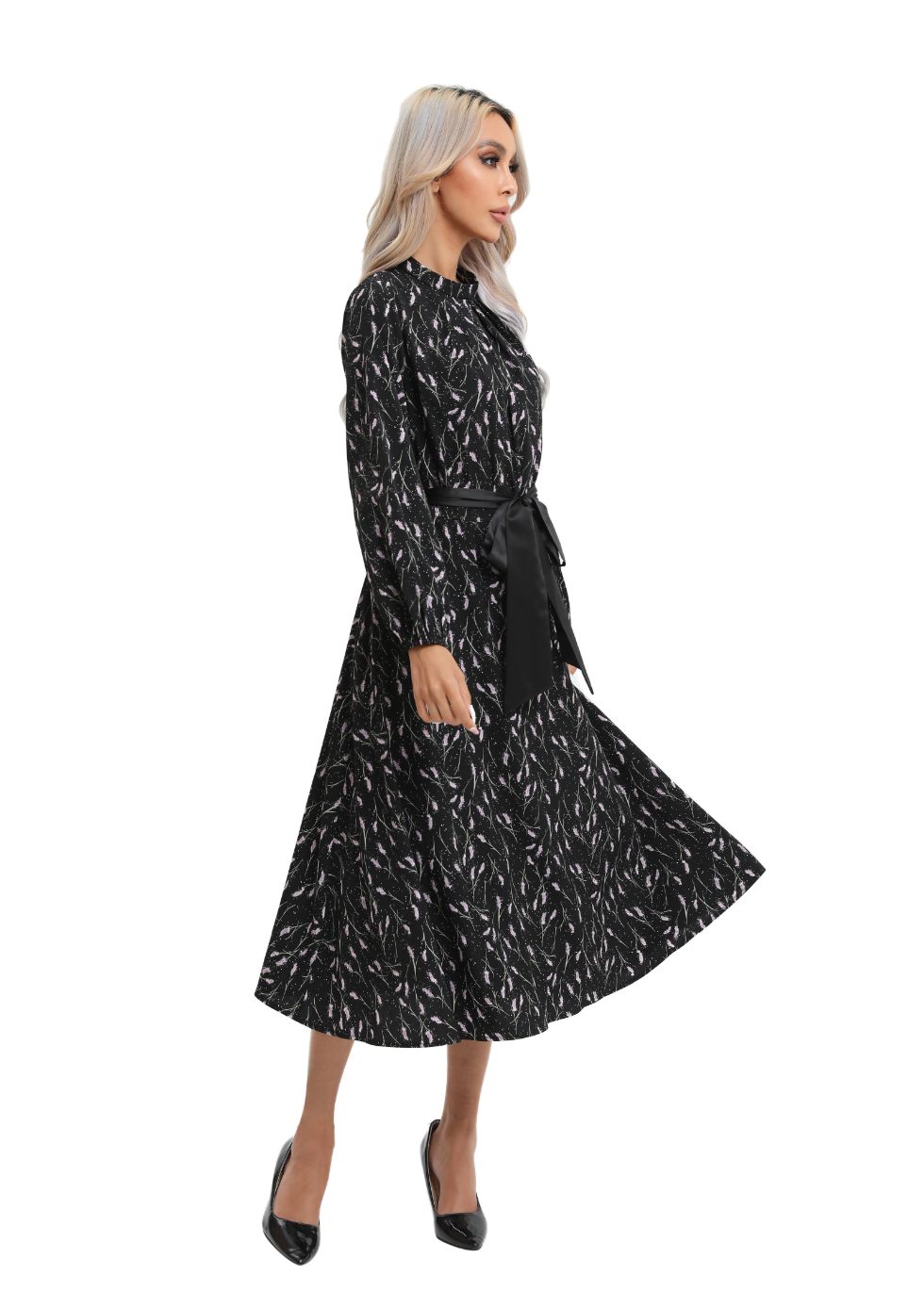 Contemporary Line Print Midi Dress - MissFinchNYC