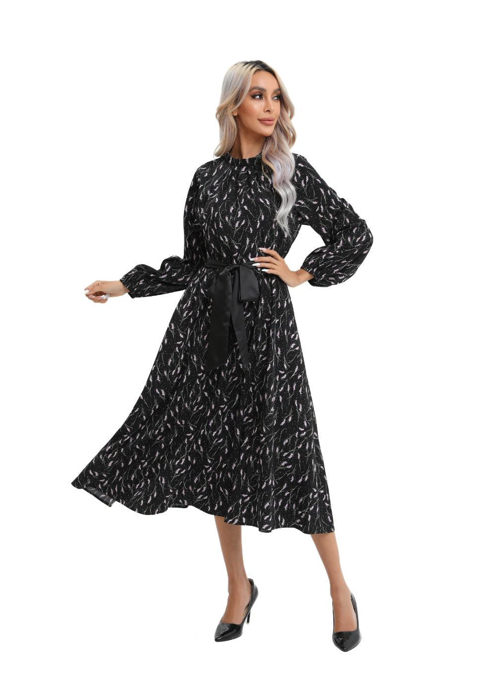 Contemporary Line Print Midi Dress - MissFinchNYC