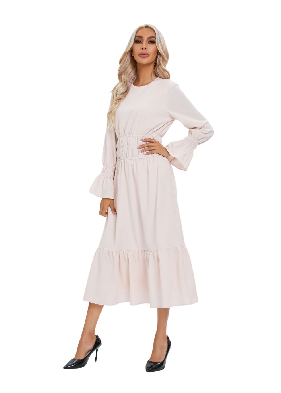 Charming Blush Layered Midi Dress - MissFinchNYC