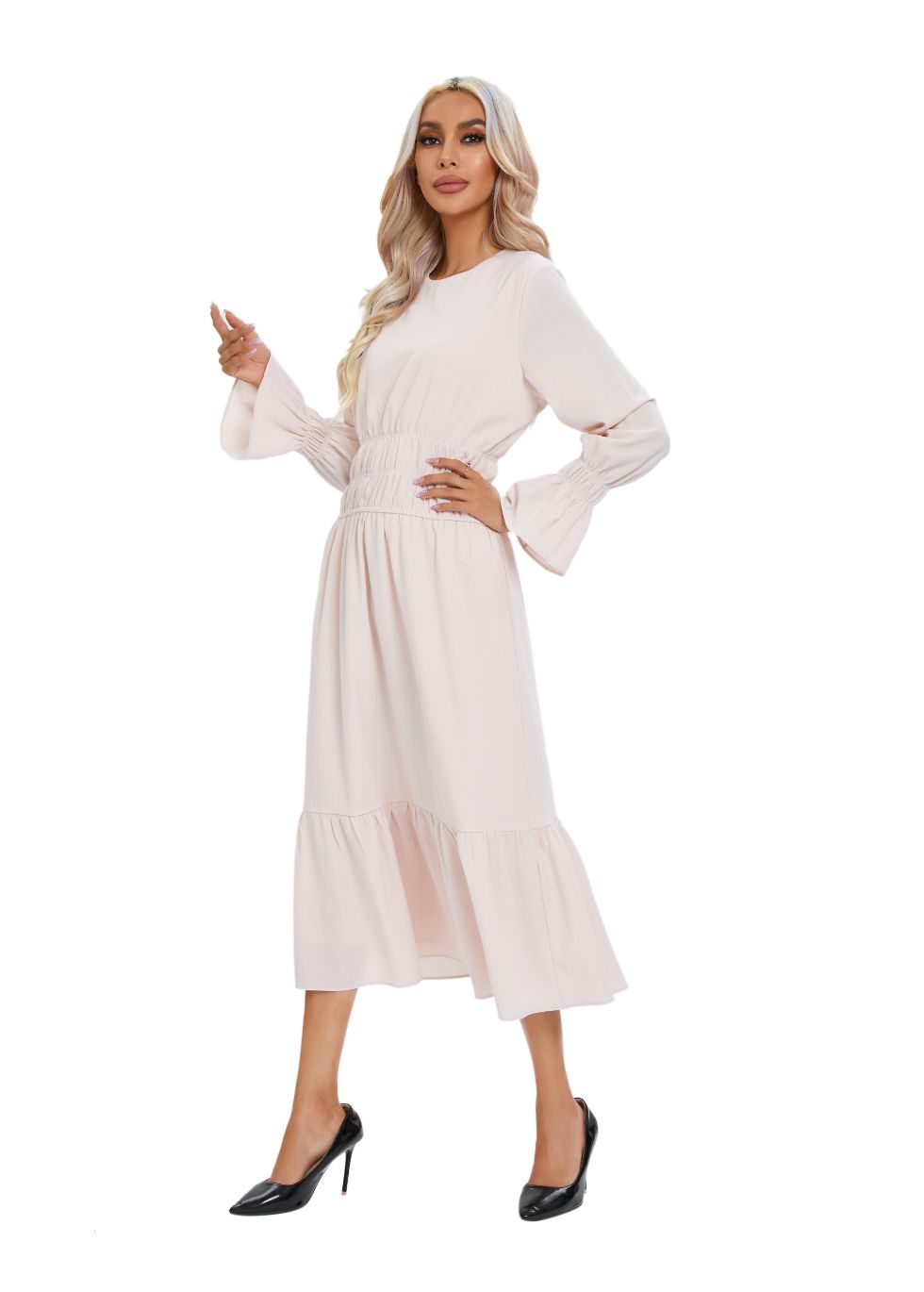 Charming Blush Layered Midi Dress - MissFinchNYC