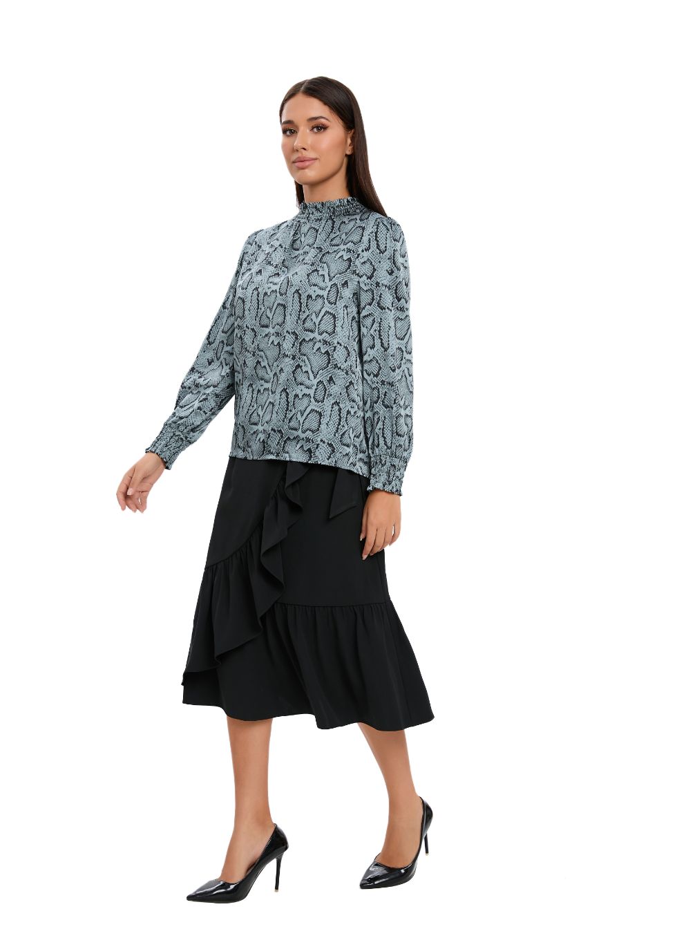Blue Scale Print Shirt - MissFinchNYC