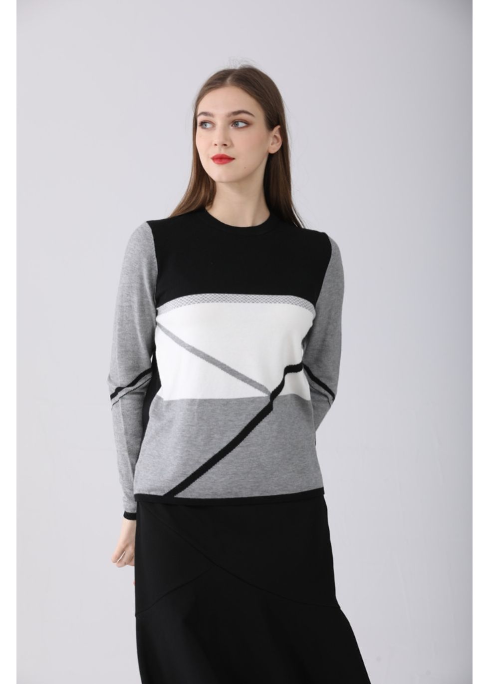 Essential Long Sleeve Detailed Block Sweater - MissFinchNYC