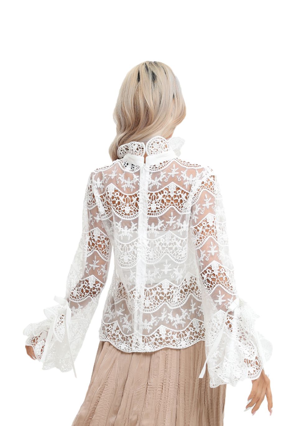 Elegant Long Sleeve Lace Blouse - MissFinchNYC