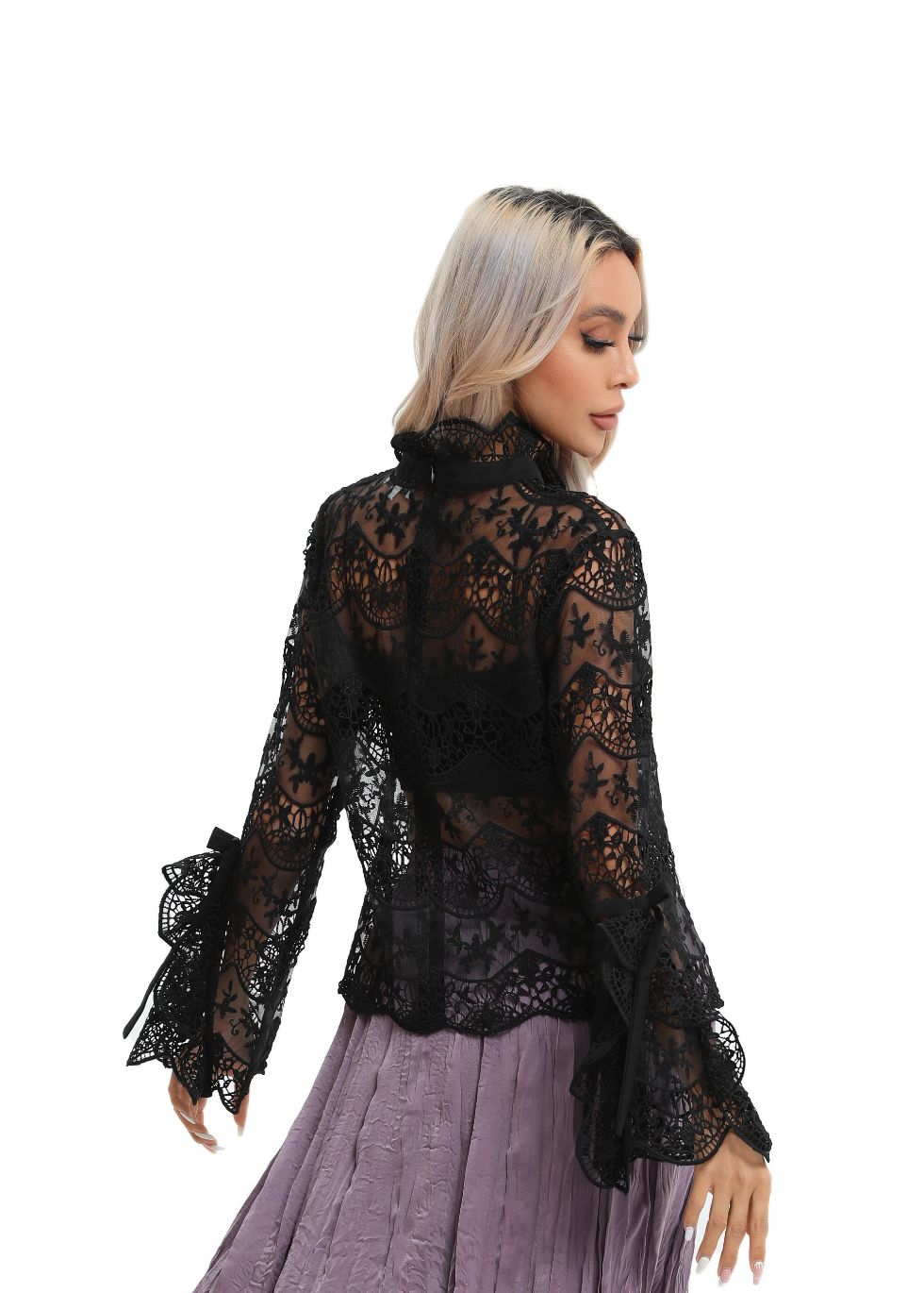 Elegant Long Sleeve Lace Blouse - MissFinchNYC