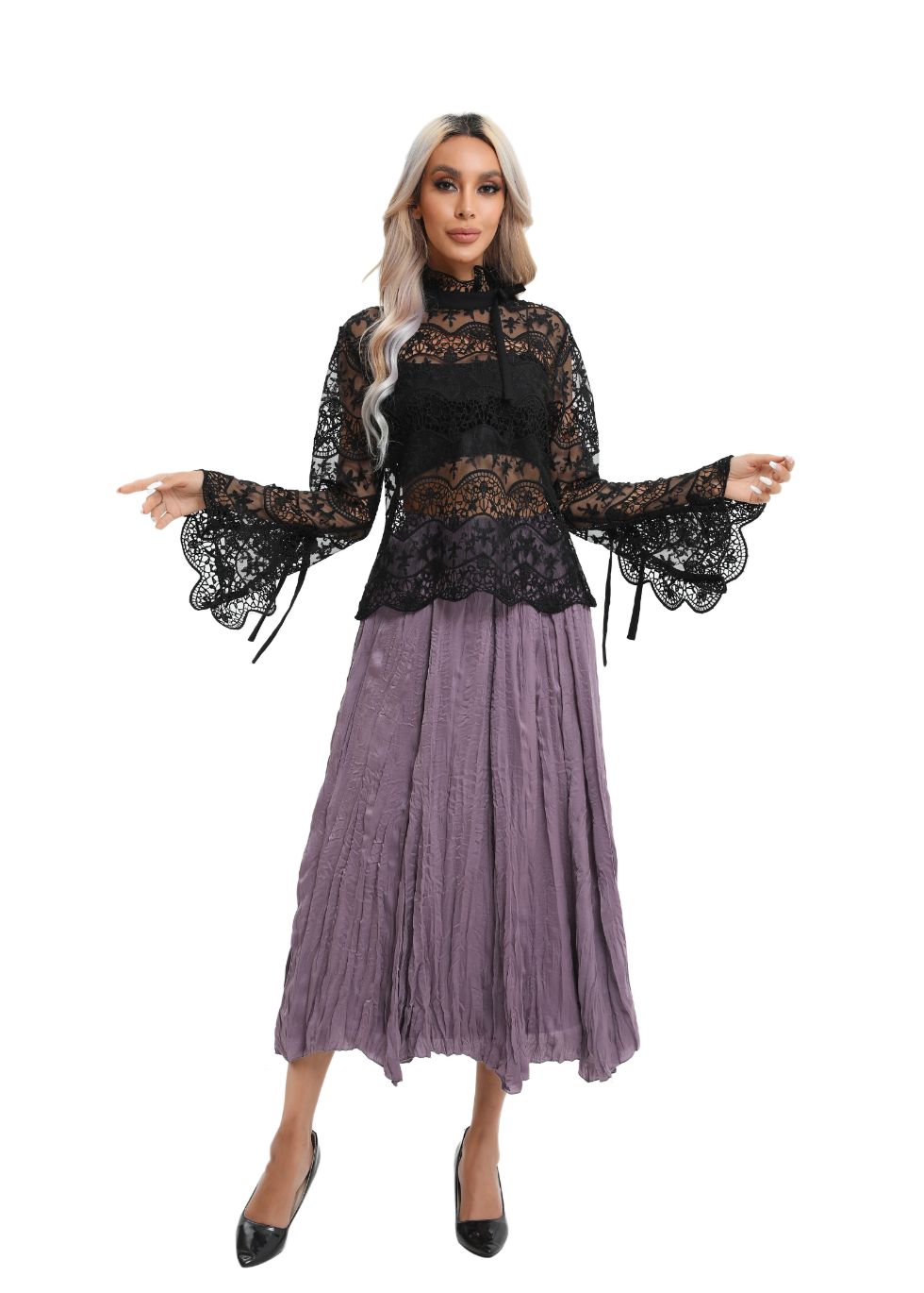 Midi Length Wrinkle pleated Skirt - MissFinchNYC