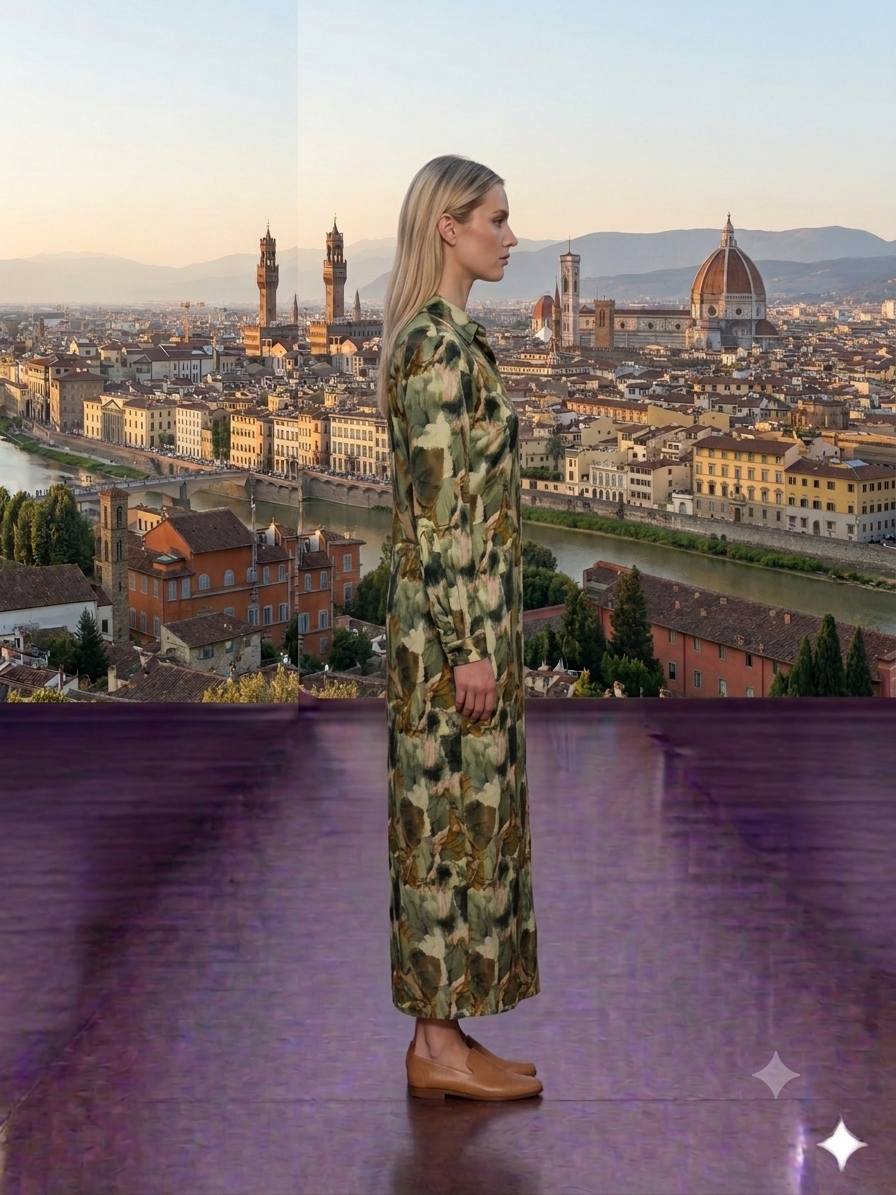 Lola Made in Italy Viscose Silk Long Sleeve & Maxi Skirt Set