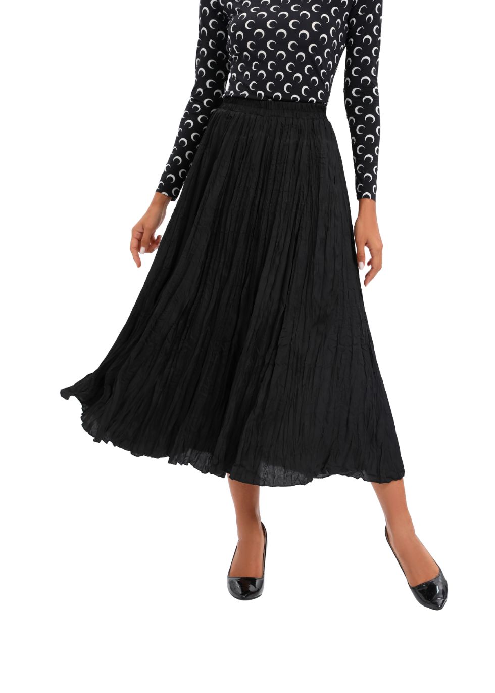 Midi Length Wrinkle pleated Skirt - MissFinchNYC