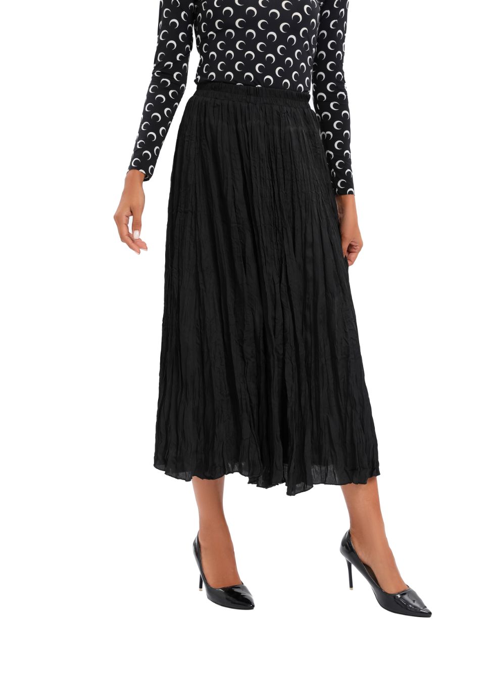 Midi Length Wrinkle pleated Skirt - MissFinchNYC