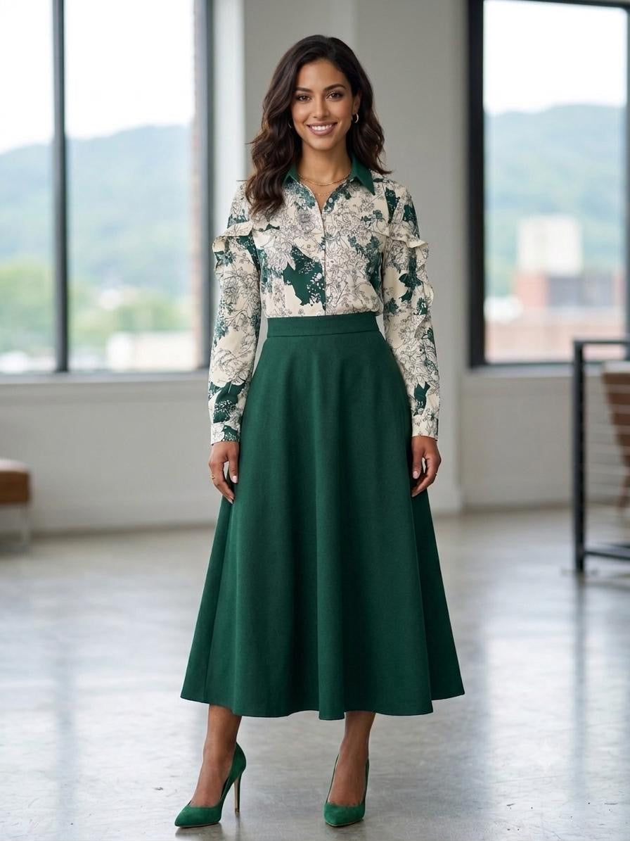 The Botanical Ruffle-Shoulder Blouse