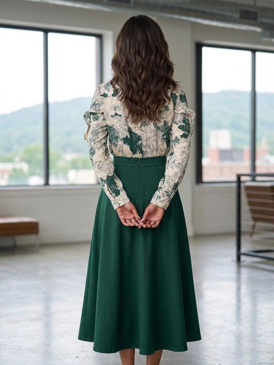 The Botanical Ruffle-Shoulder Blouse