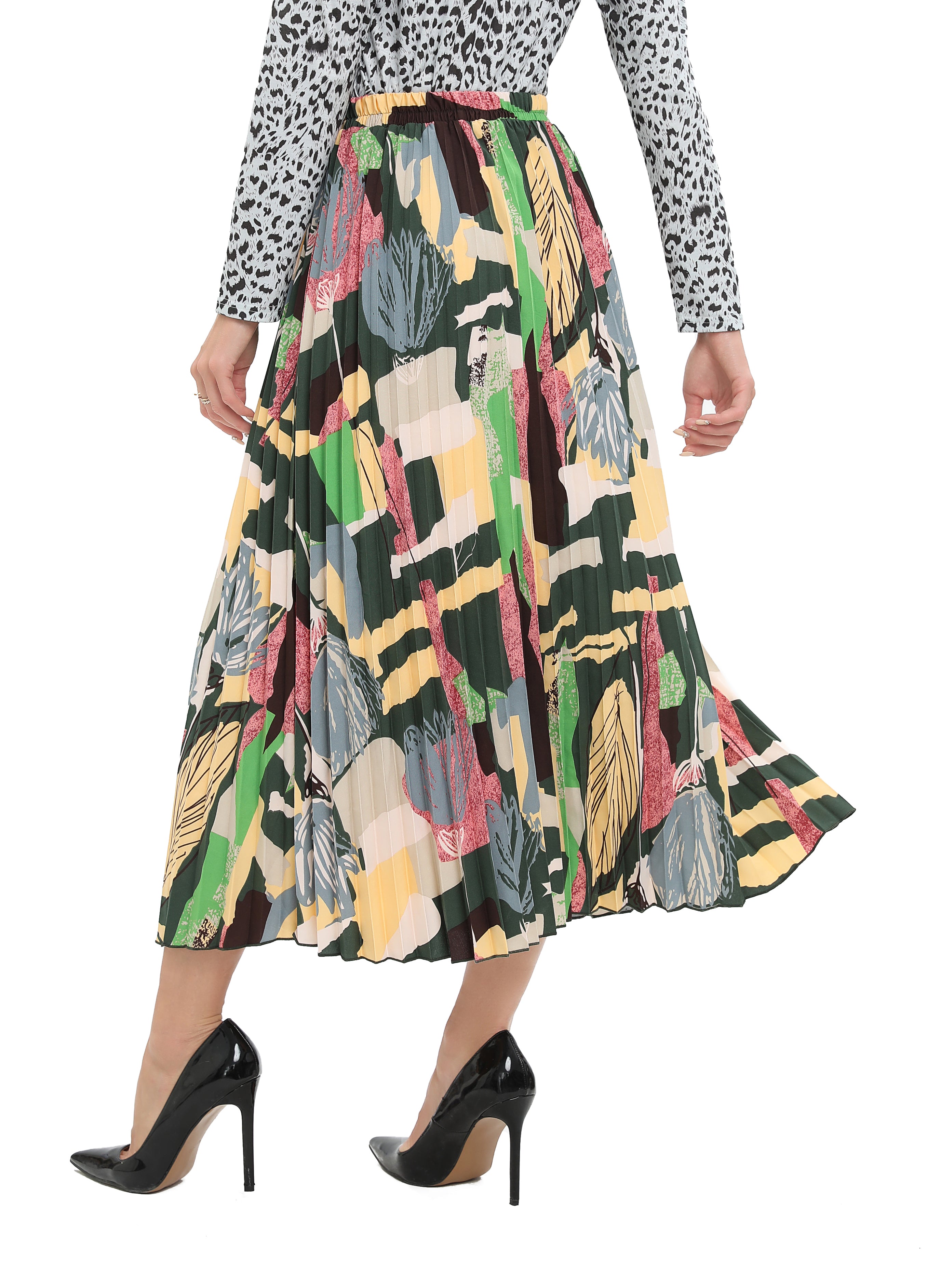 Printed best sale pleated skirt