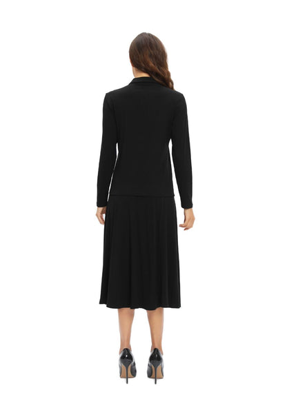 Black Jersey Polo Shirt and Matching Skirt Set