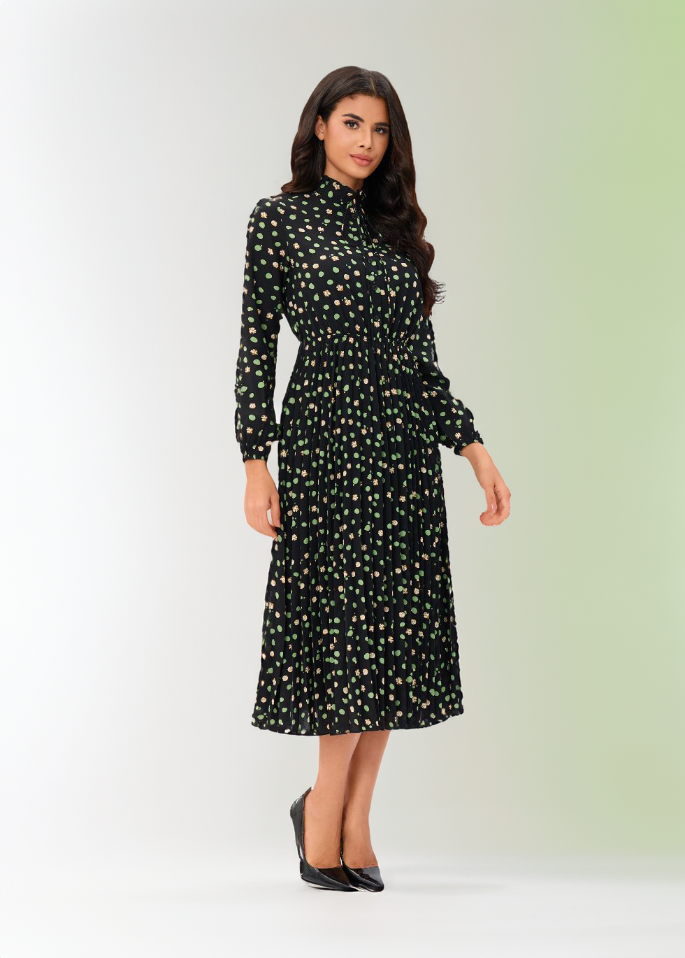 Green Foliage Midi Dress